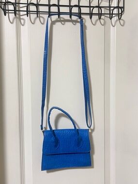 Cobalt Blue Croc Mini Crossbody / Top Handle Bag
